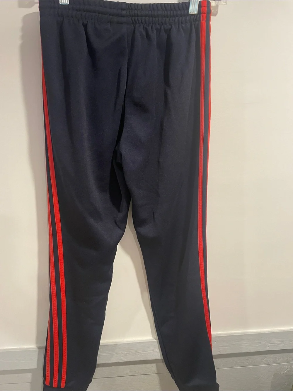 Navy adidas Joggers with Red Side Stripes Sz M Small